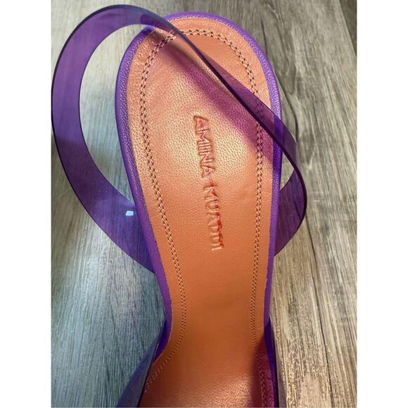 AMINA MUADDI  Holli Glass 95mm Slingback Pumps EU37.5/7.5 $760 - Picture 13 of 14